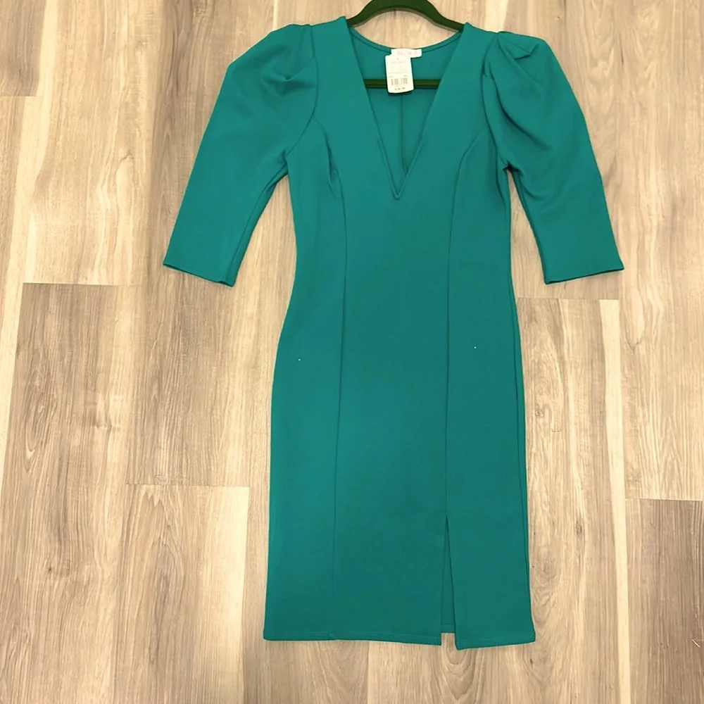 NWT ‼️ A’Gaci Puff Sleeve Front Slit Dress - Picture 1 of 6
